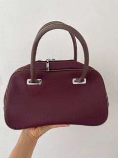 Hand bag for women ladies bag fashion lifestyle silver hardware lacoste original maroon brown medium size gift ideas for wife or moms