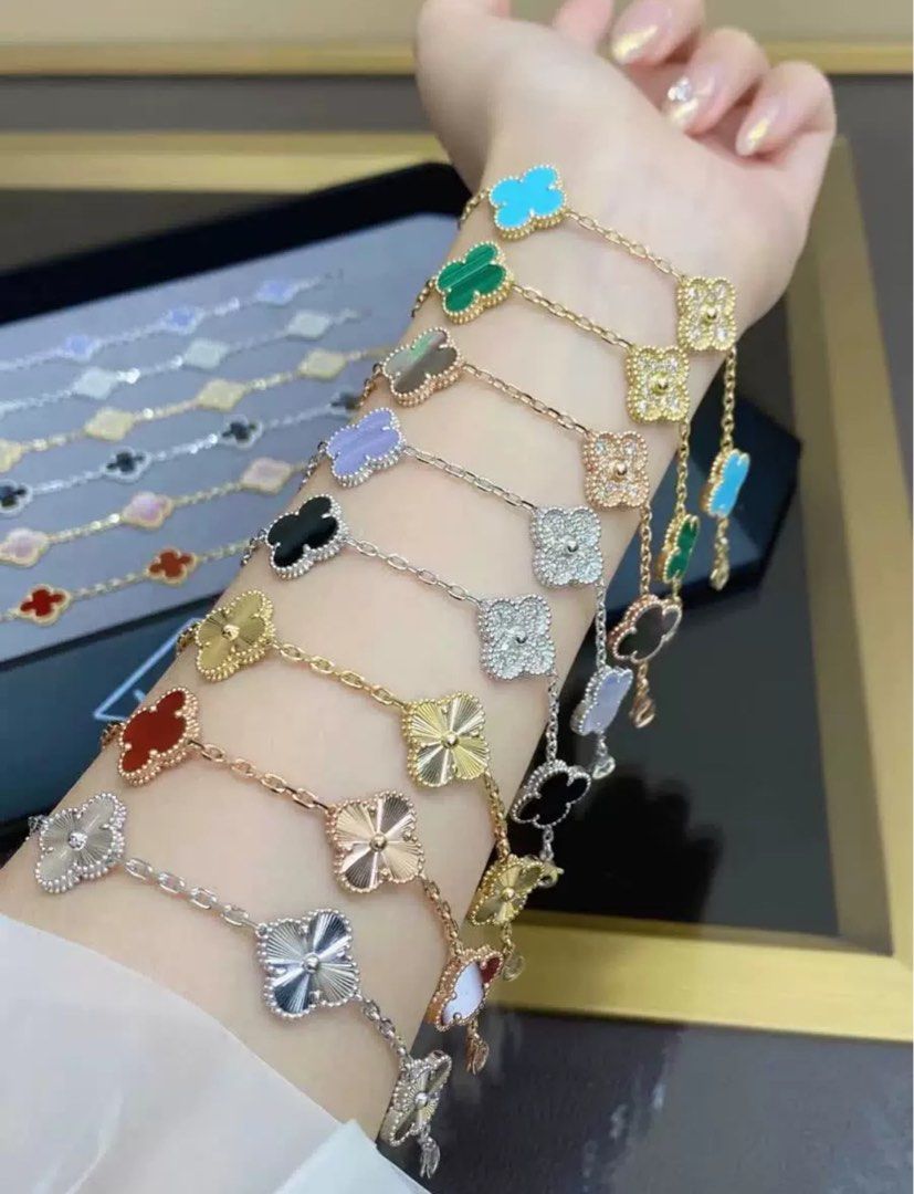 High quality sterling silver four leaf clover bracelet women s