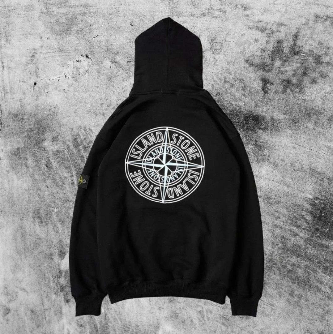 Stone island best sale big logo hoodie