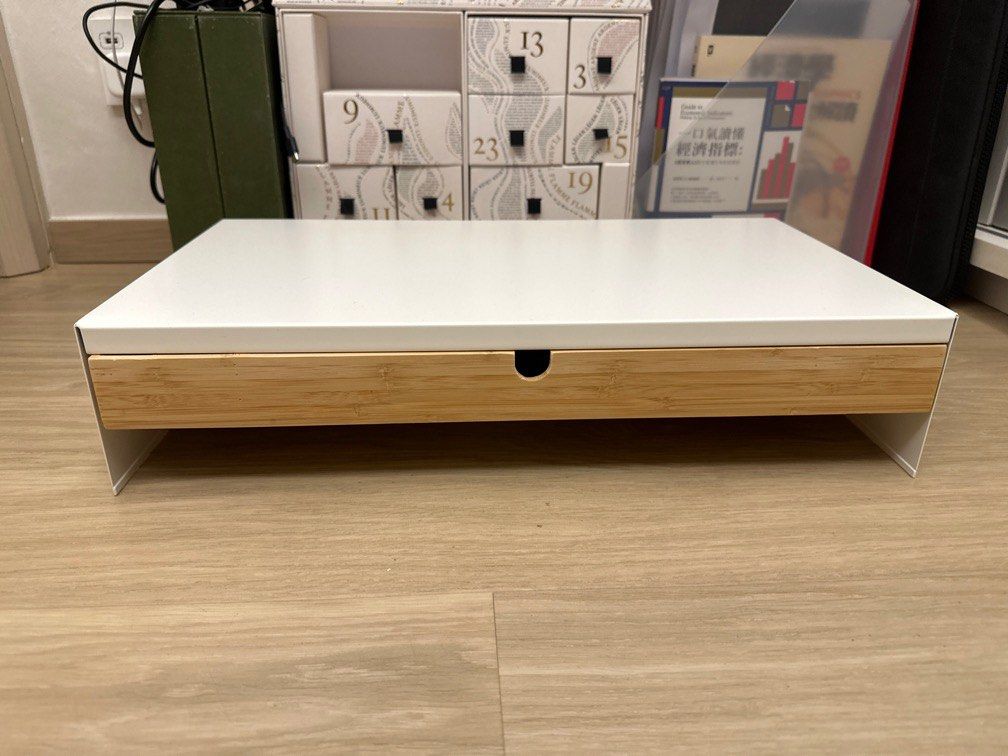 ELLOVEN Monitor stand with drawer, white - IKEA