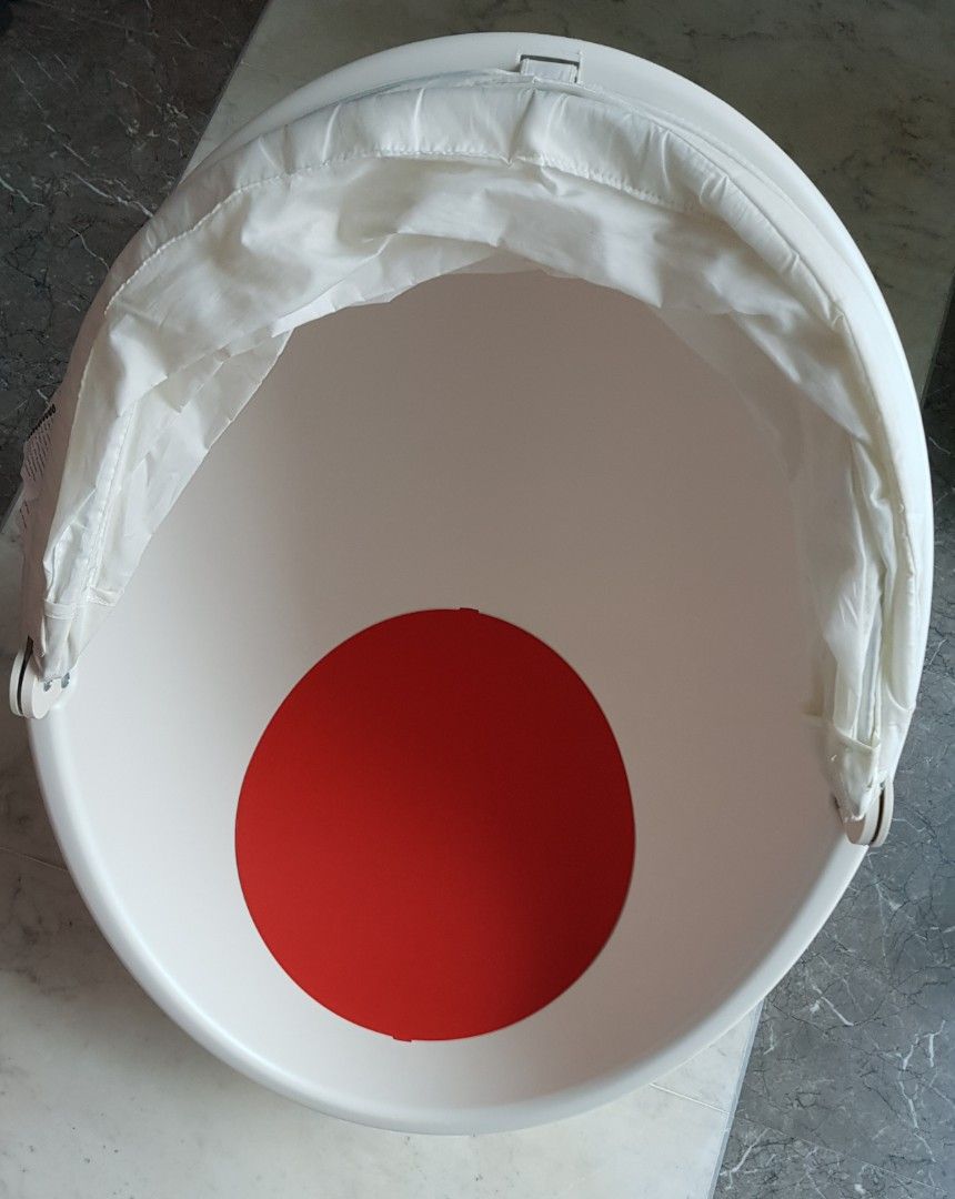 IKEA kids egg chair PS Lomsk Swivel armchair, white/red, Babies & Kids