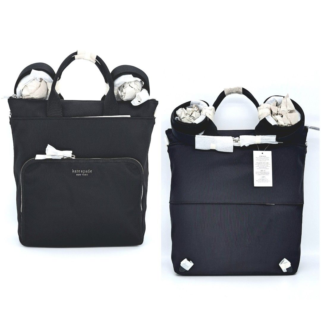 IN STOCK Kate Spade Sam KSNYL Nylon Convertible Backpack Black