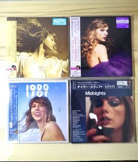JAPAN DELUXE EDITION CD: TAYLOR SWIFT- FEARLESS TAYLOR'S VERSION, SPEAK NOW TAYLOR'S VERSION, 1989 TAYLOR'S VERSION, MIDNIGHTS LATE NIGHT EDITION IN 7-INCH CARDBOARD SLEEVE (WITH GUITAR PICK, POSTER AND JAPANESE LYRIC SHEETS)