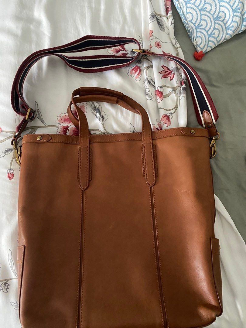 J.Crew Oar Leather Tote Men Tan Luxury Bags Wallets on Carousell