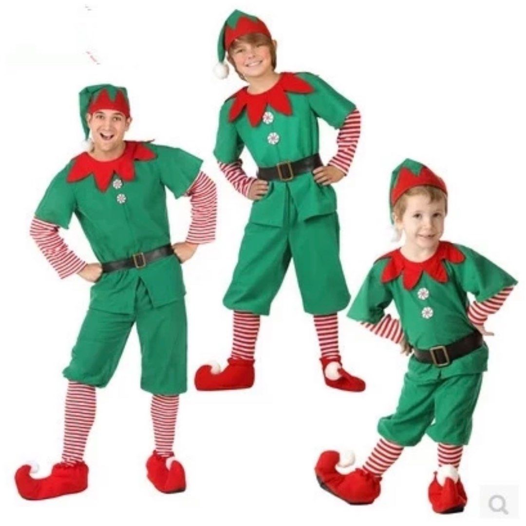 Adults Green Elf Cosplay Outfit Costume Family Christmas Party New