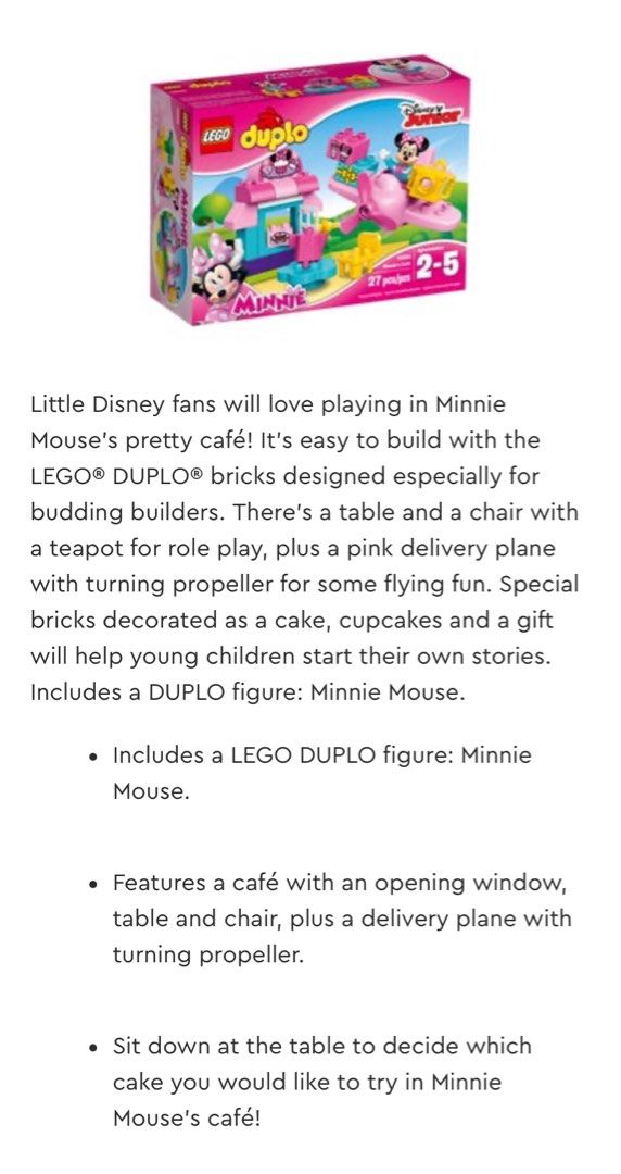 Lego 10830 Mickey Mouse Clubhouse Minnie s Cafe DUPLO Used