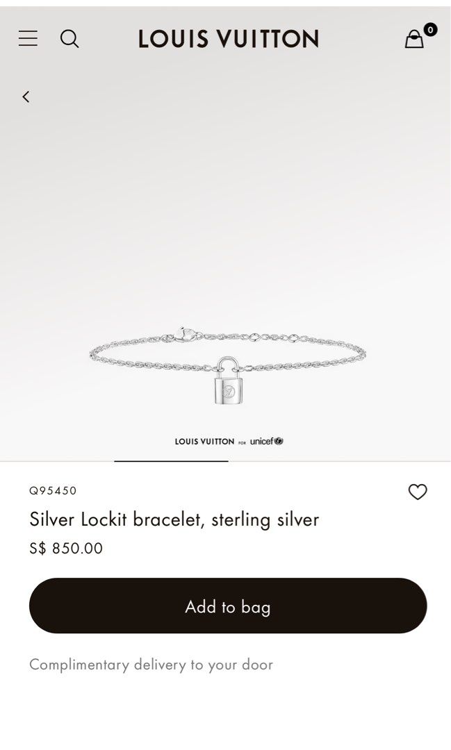Louis Vuitton Silver Lockit Bracelet UNICEF Luxury Accessories