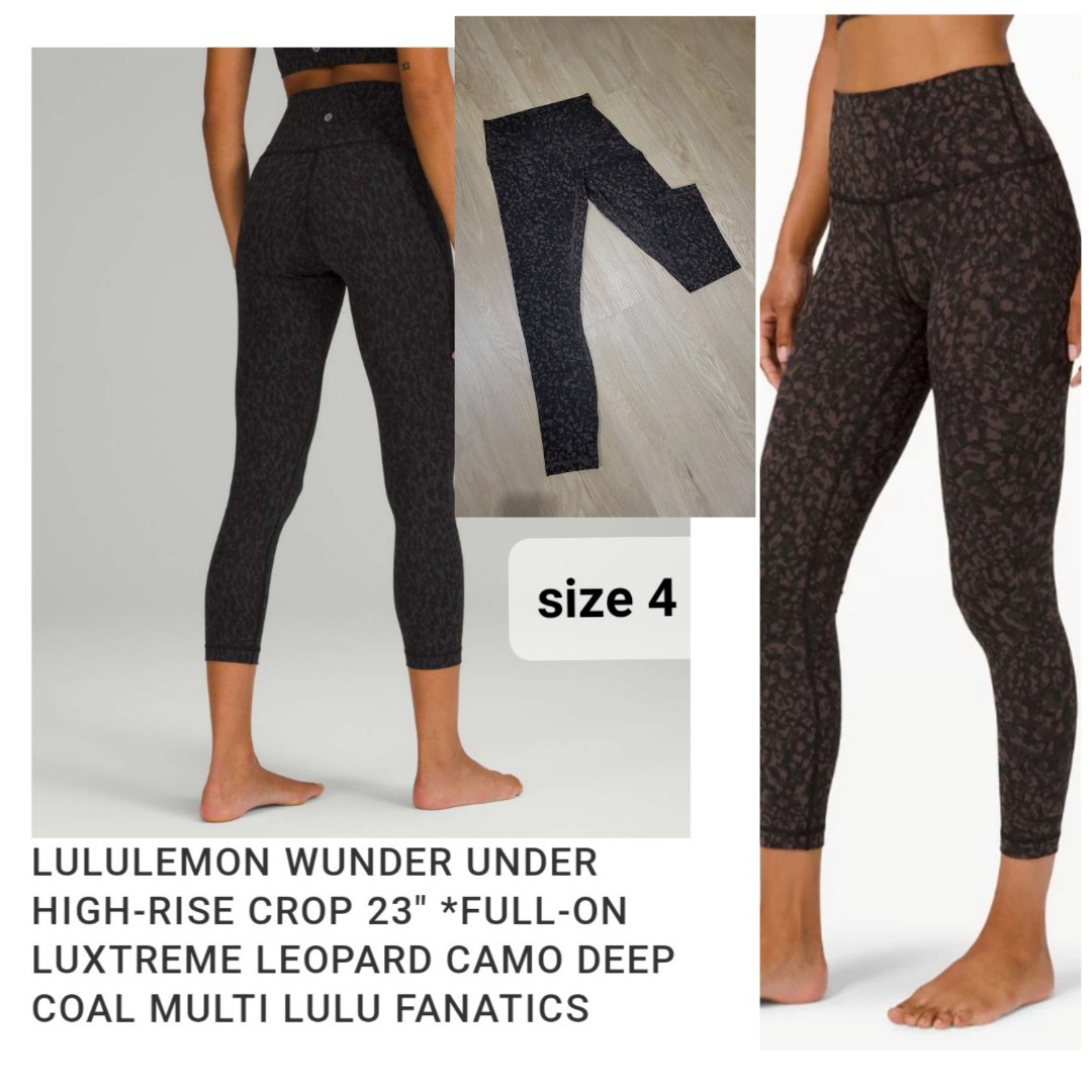 Lululemon Wunder Cropped Leggings Size 8 Leopard Camo Deep Coal