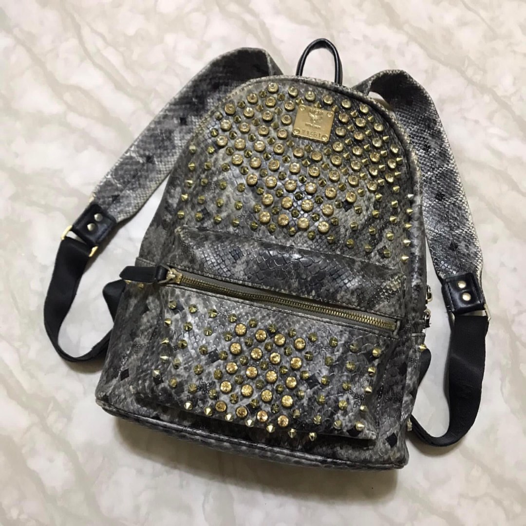 MCM BACKPACK SNAKESKIN, Women's Fashion, Bags & Wallets, Backpacks on