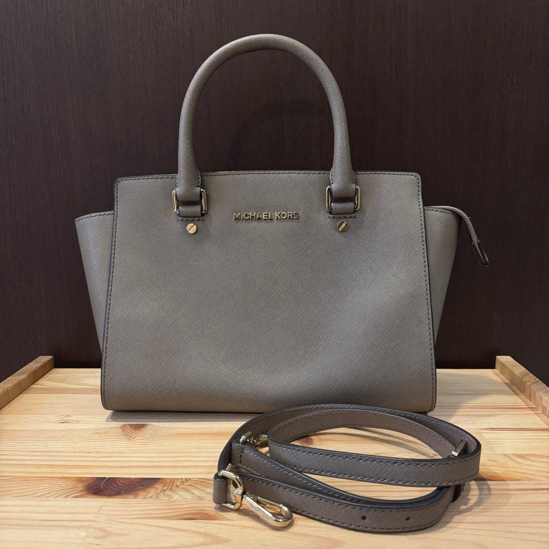 MK Michael Kors Selma Medium Taupe Crossbody Shoulder Bag Women s