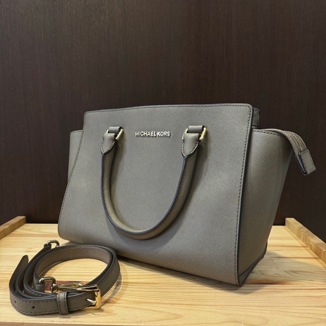 MK Michael Kors Selma Medium Taupe Crossbody Shoulder Bag