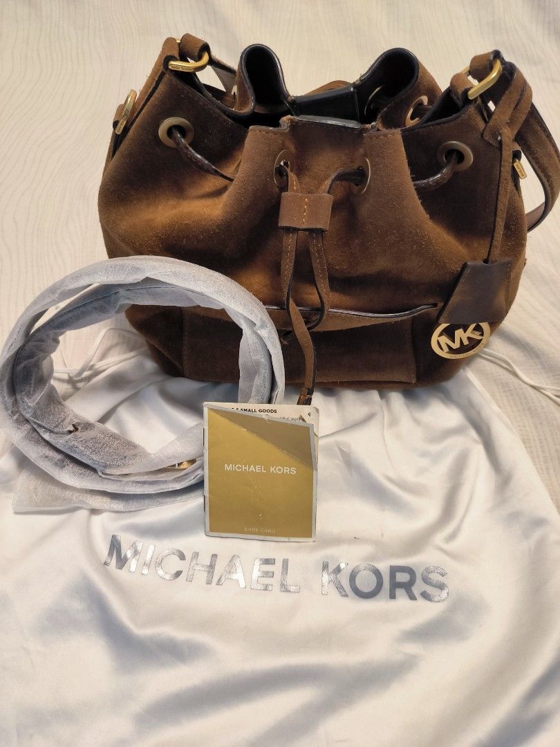 Michael kors suede bucket bag on sale