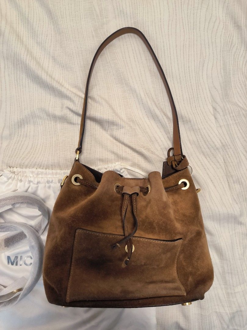Michael kors suede bucket bag sale