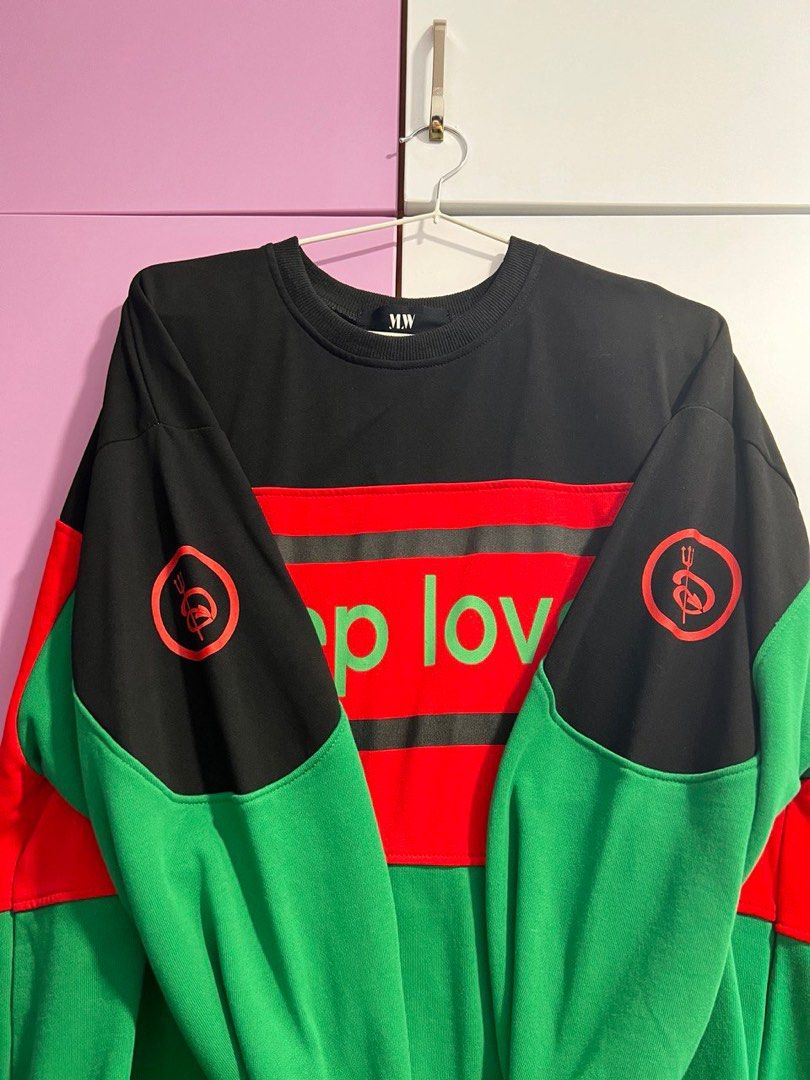 Red and green top hoodie