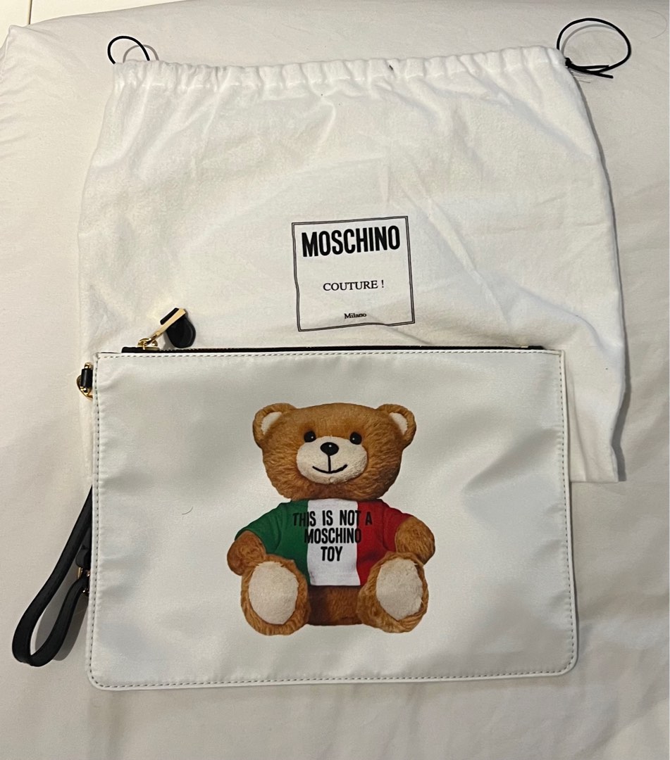 Moschino Teddy Clutch in White