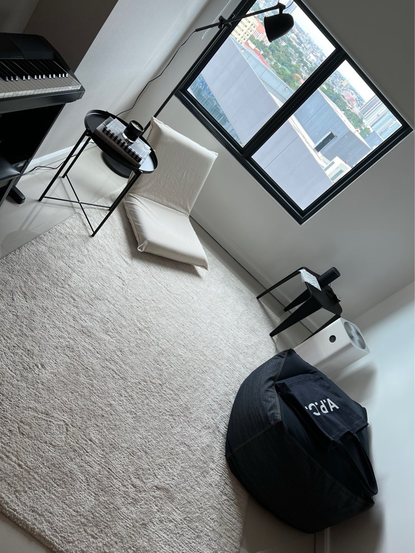 MUJI Legless Chair + MUJI Bean Bag in Denim, Furniture & Home Living