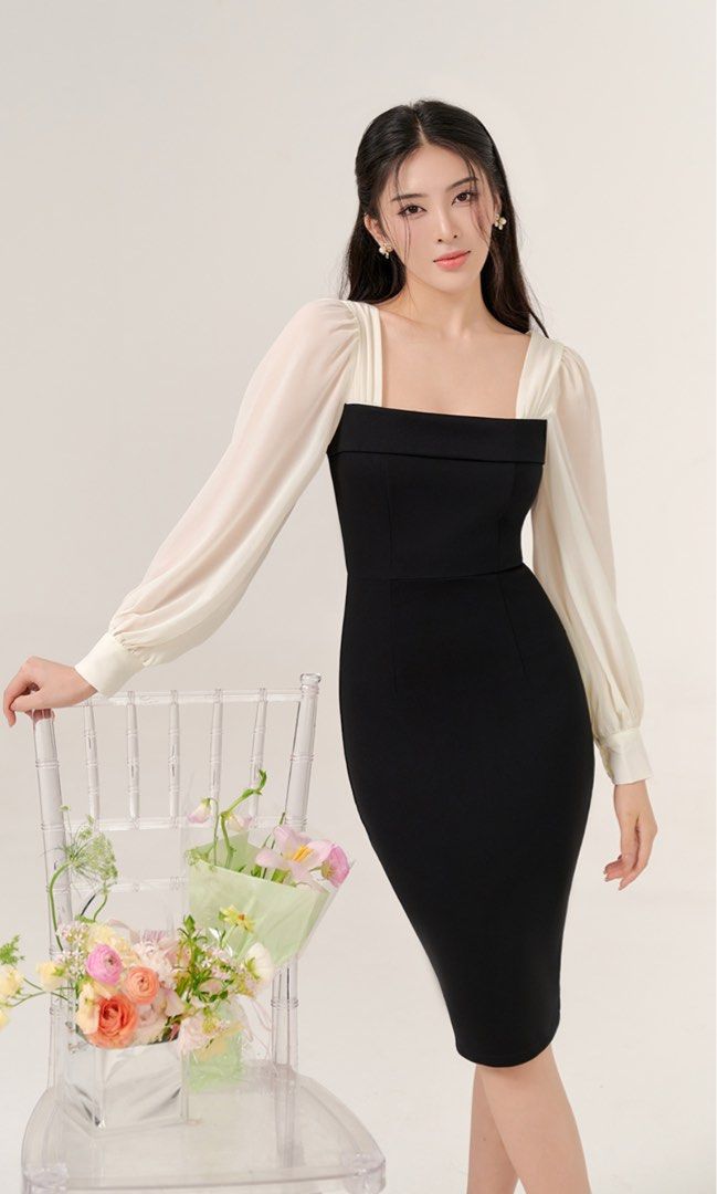 Chiffon pencil clearance dress