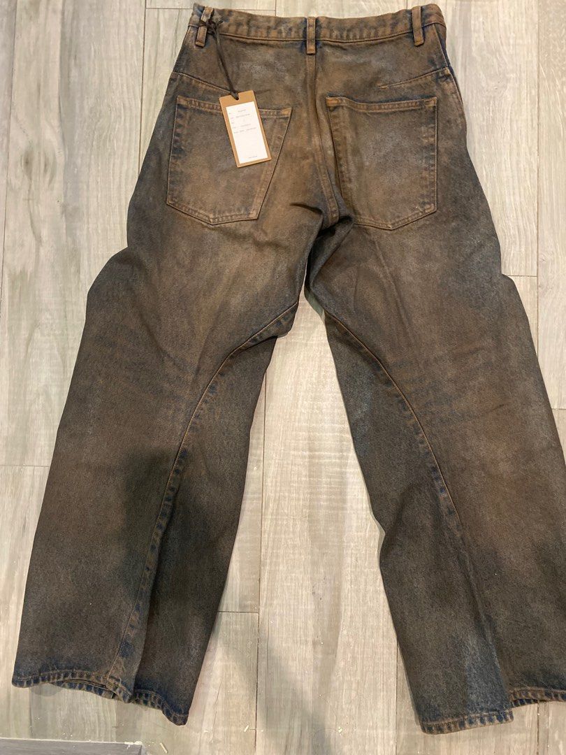 NVRFRGT 3D TWISTED WIDE LEG JEANS, 男裝, 褲＆半截裙, 牛仔褲- Carousell