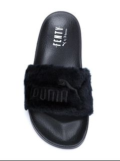Puma fenty fur slides women's black hot sale