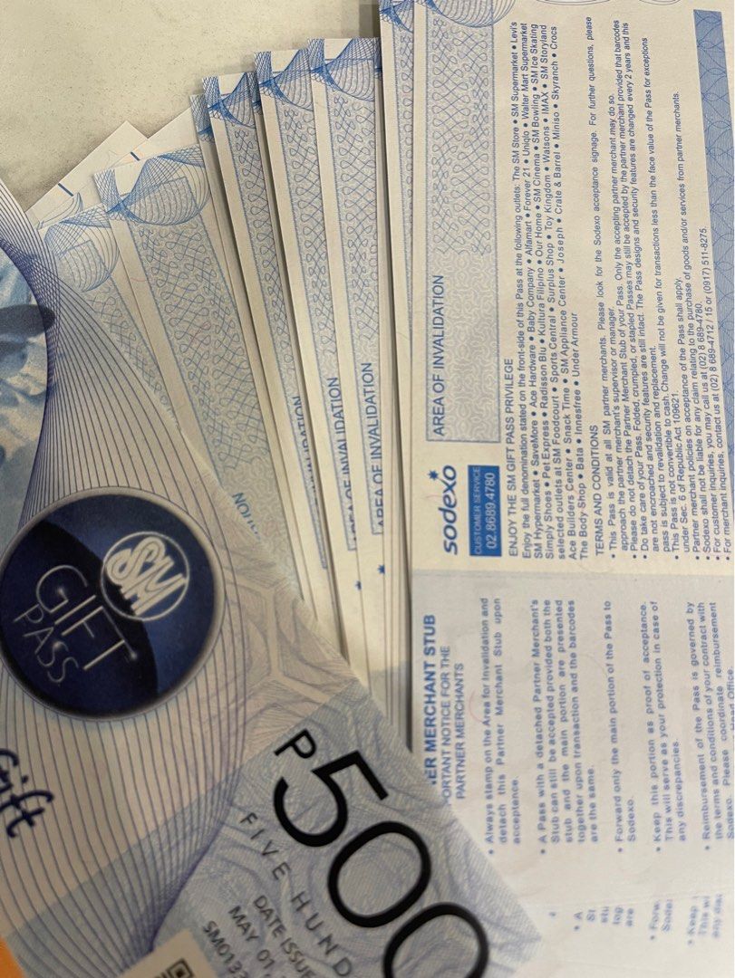 P500 Sodexo SM Gift Pass (30 pcs) Worth PHP 15 000 Tickets