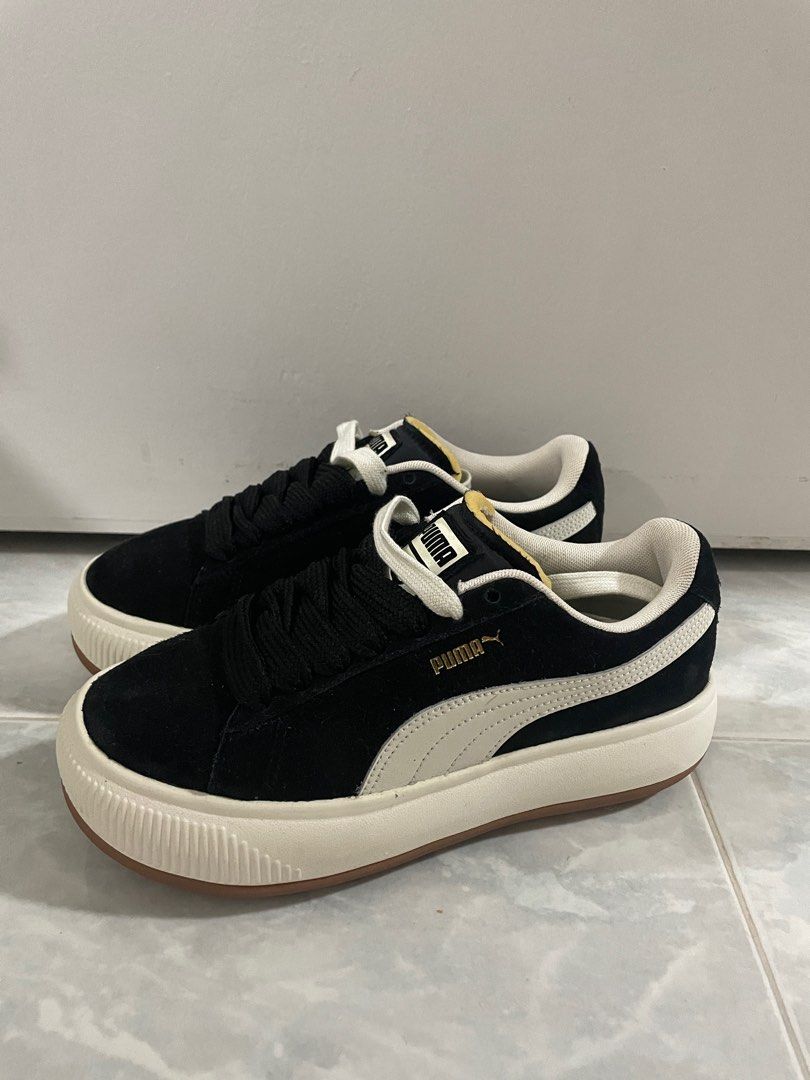 Puma suede platform black white top