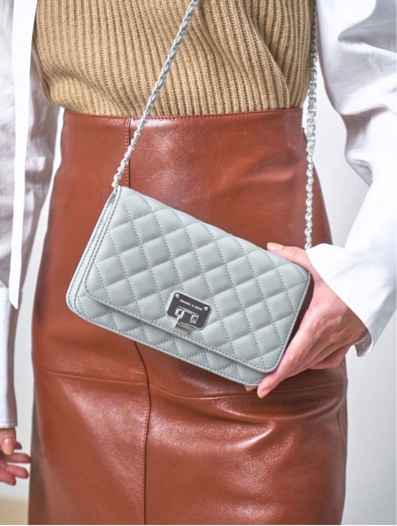 Charles and keith quilted flip lock clutch 2025