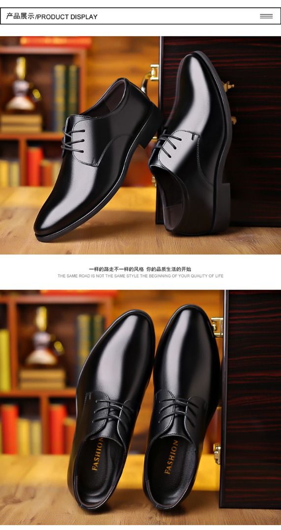 READY STOCK Men Formal Office Working Business PU Leather Pointed Head Lacing Up Dress Shoes Black 39 44 Black Color