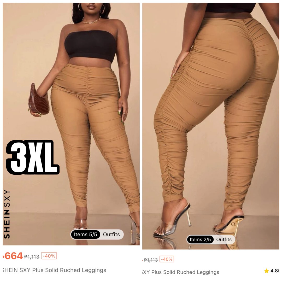 Shein Curve Plus size Brown Ruched leggings, Women's Fashion, Bottoms,  Other Bottoms on Carousell