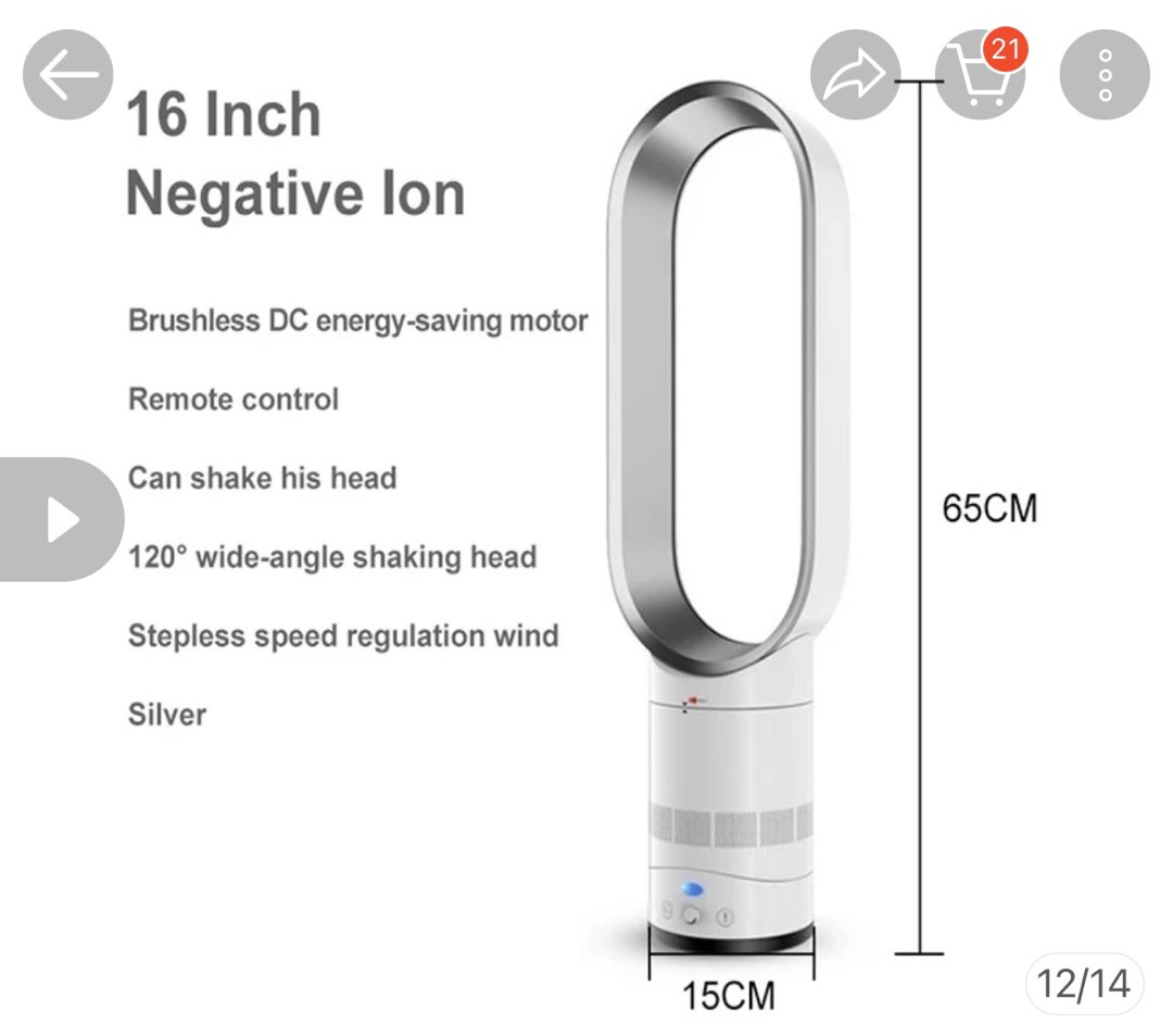 Bladeless Electric Fan , Furniture & Home Living, Lighting & Fans, Fans