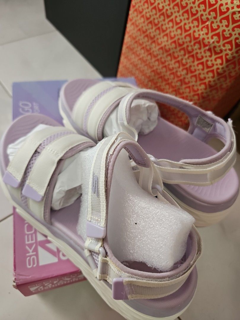 Sketchers Max Cushion Sandals White Lavender Women s Fashion