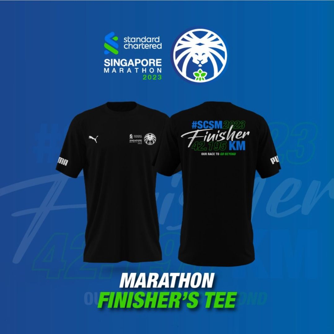 Standard Chartered Marathon SCSM 2023 Finisher Tee, Singlet, Shoe Bag