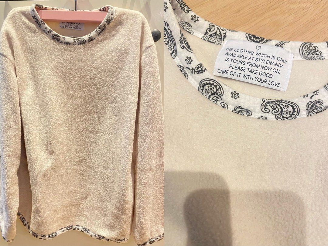 ⭐️韓國StyleNanda 半白色綿衫, 女裝, 上衣, 長袖衫- Carousell