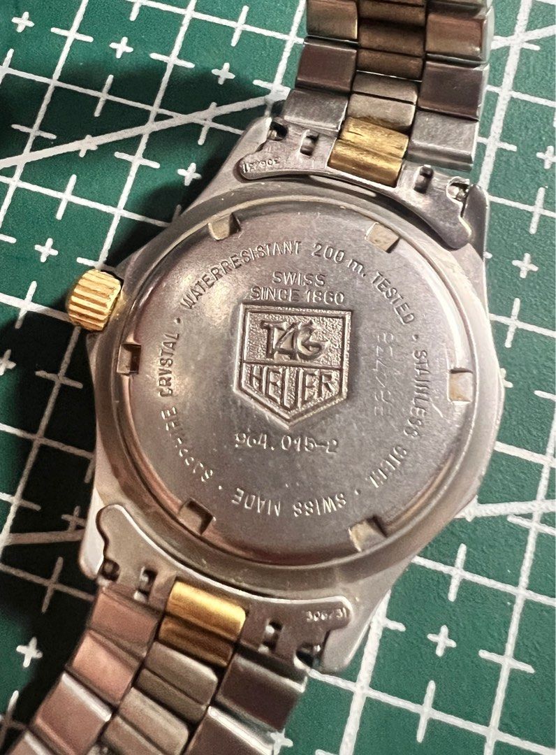 Tag Heuer Two-Tone Ladies Watch (Category: Women's Watches) located in Pasig City. Submitted by Sono366 (Listing ID 1272155387, Image 3). Description: Tag Heuer 2000 Women’s Watch Original/authentic 31mm case diameter 200m water resistant Swiss made Sapphire crystal Stainless steel Regular strap fits 7-inch wrist Extendable up to 8-inch wrist Flaw: Please see last two pictures .
