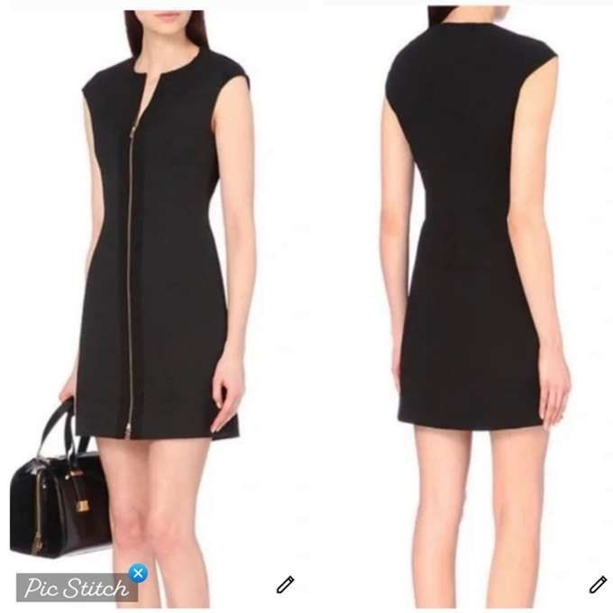 Ted baker london raid dress black textured mini dress with metallic zipper