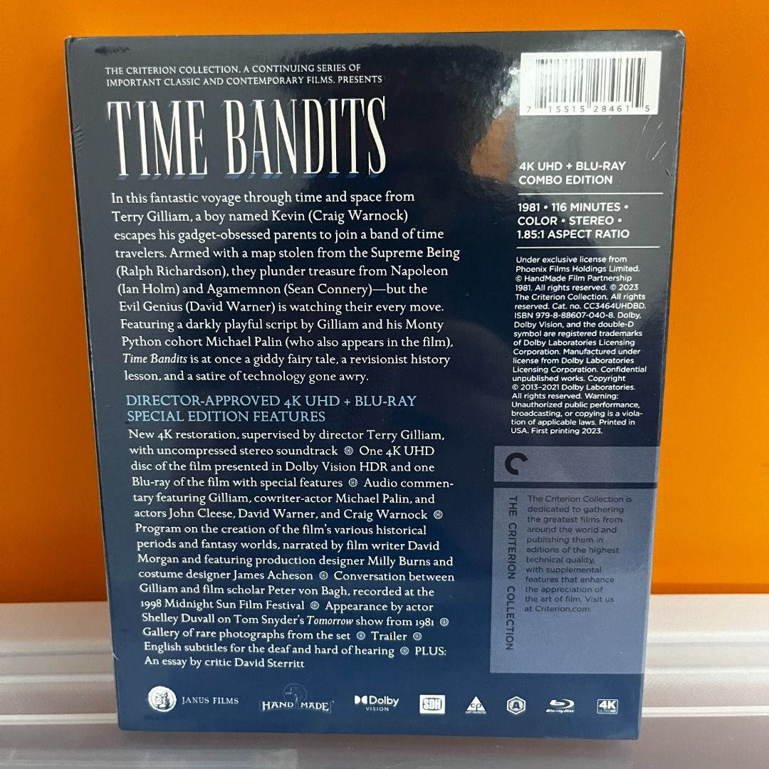 Time Bandits 4K Blu-ray, Criterion, 興趣及遊戲, 音樂、樂器& 配件