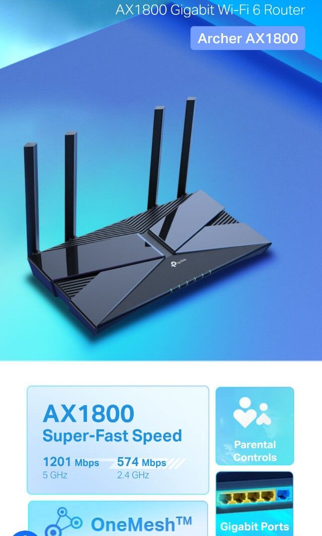TP-LINK Archer AX1800 AX1800 Dual-Band Wi-Fi 6 Router, Computers & Tech ...