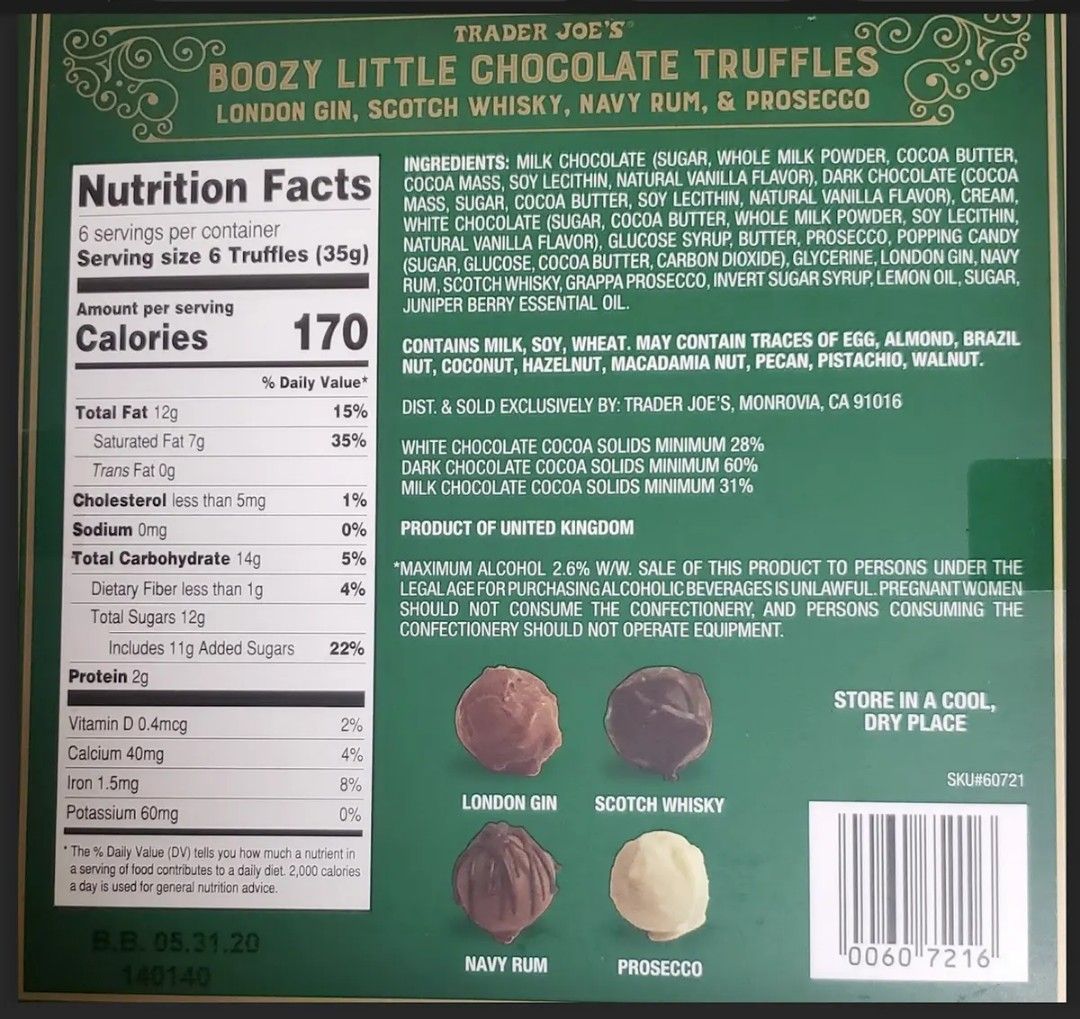Trader Joe's Boozy Little Chocolate Truffles, Food & Drinks, Other Food
