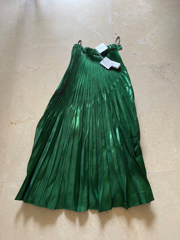 UN3D Metallic green 3D midi skirt