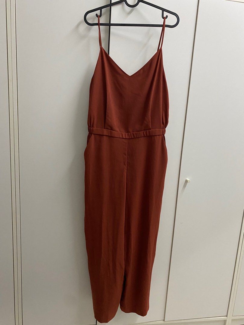 Uniqlo Camisole Jumpsuit in Burnt Orange, Women's Fashion, Dresses & Sets,  Jumpsuits on Carousell