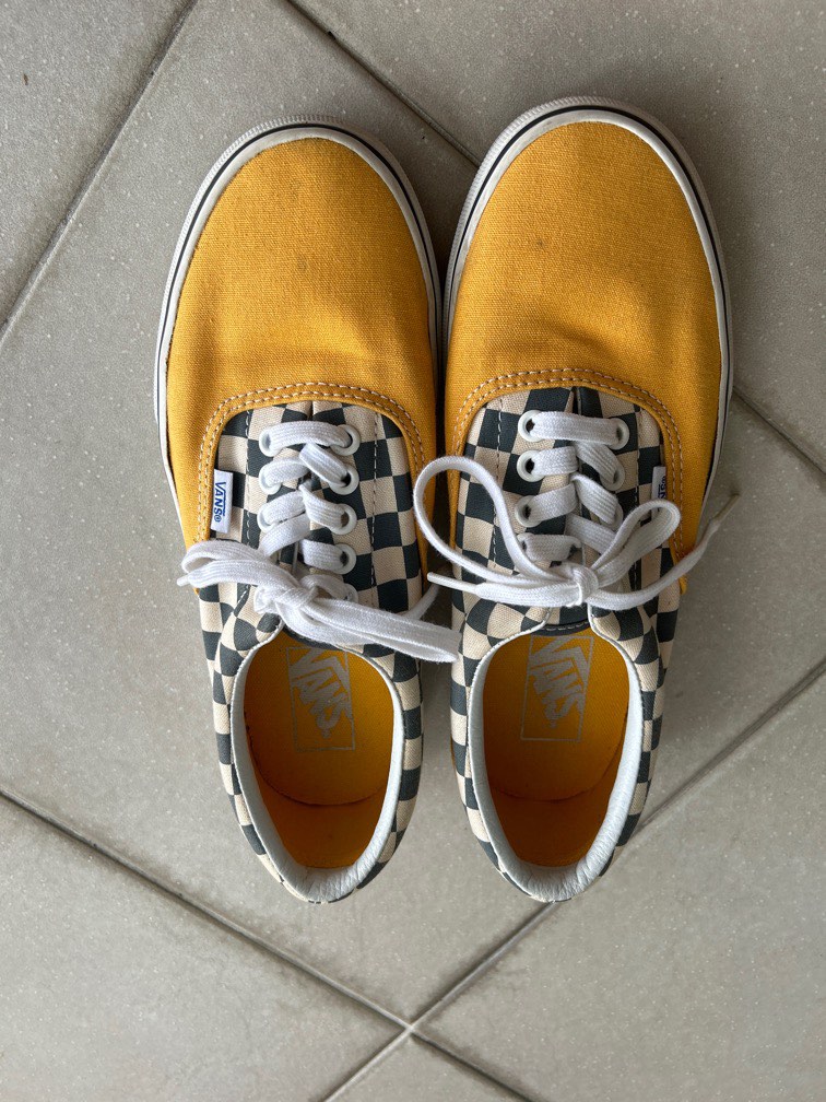 Vans Era Checkerboard Plimsolls In Yellow