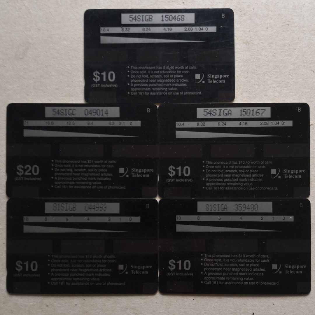 Vintage Used Singapore Phone Card 5 pcs Pioneer of Singapore