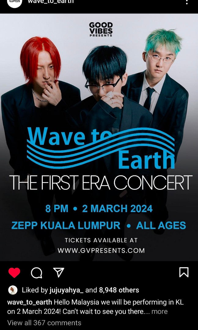 Wave to Earth ticket standing, Tickets & Vouchers, Event Tickets on