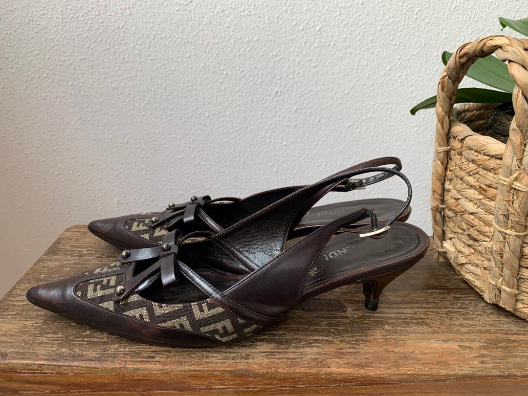 Dark brown slingback pumps cheap