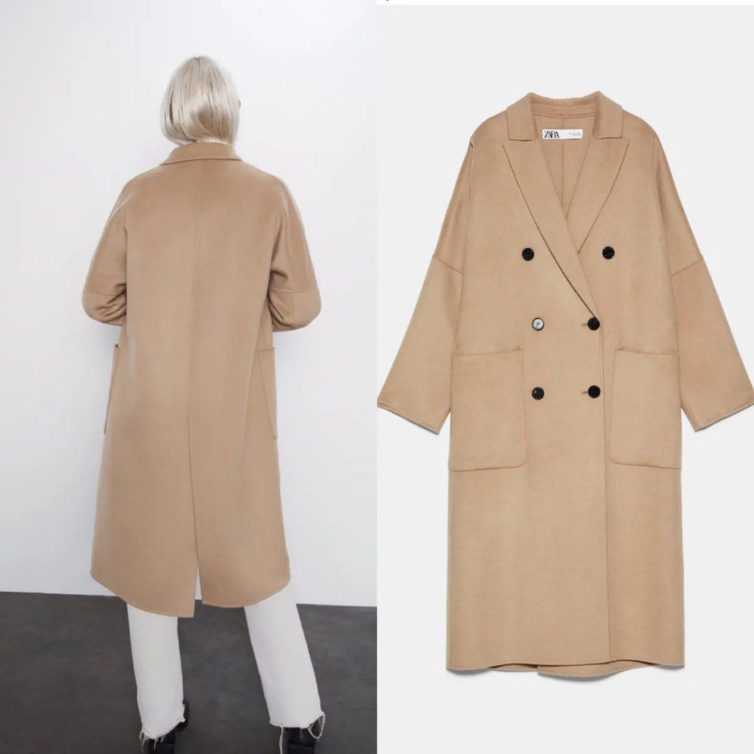 Double breasted camel coat zara store
