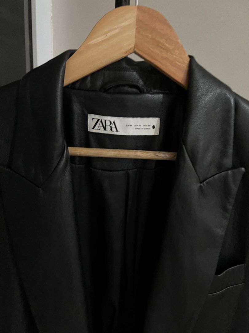ZARA LEATHER BLAZER Women s Fashion Coats Jackets and Outerwear