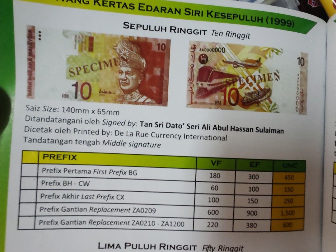 10th Series Malaysia RM10 Centre Sign Aisyah AAH Sign Prefix CT ...