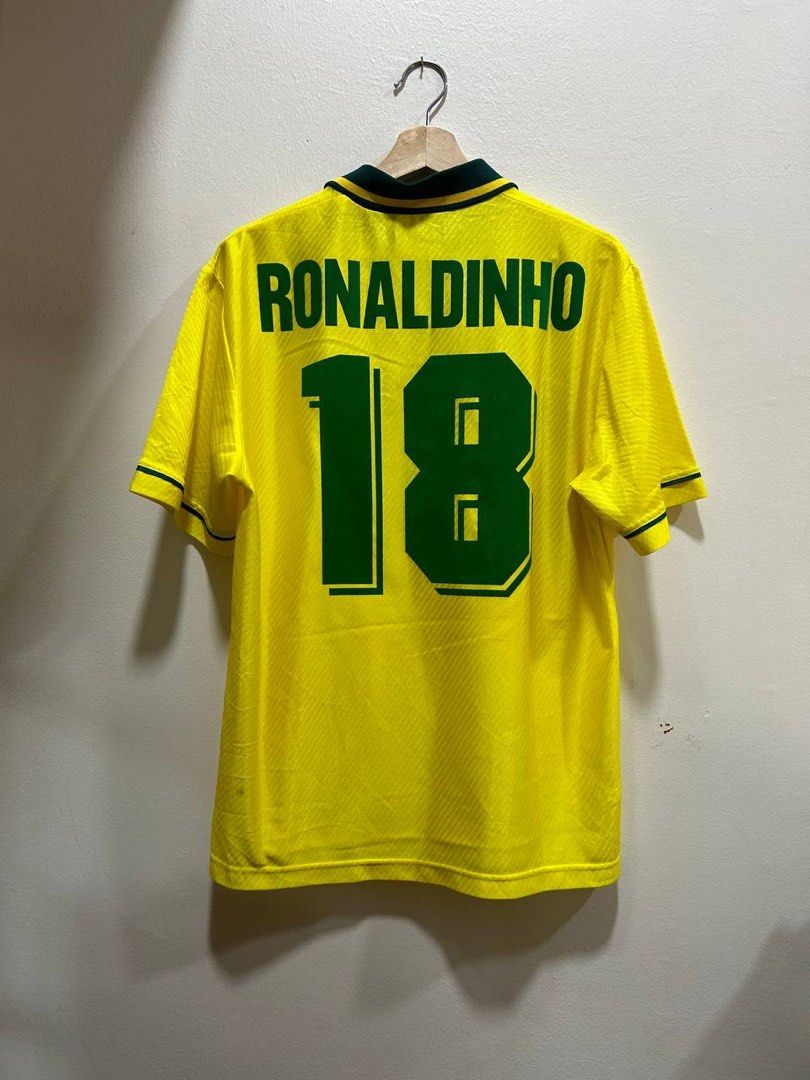 Rare Vintage Nike Ronaldo R9 T-shirt Football Soccer Yellow Shirt