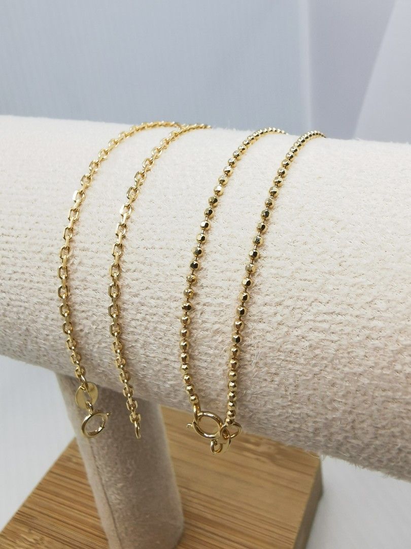 18K Gold Rose Gold White Gold Cable Chain Bracelets