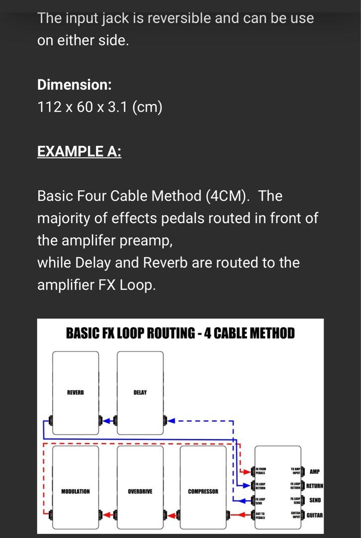 4 cable method send/return fx loop (Category: Music Accessories) located in Singapore. Submitted by IloveApple (Listing ID 1272304029, Image 7). Description: .