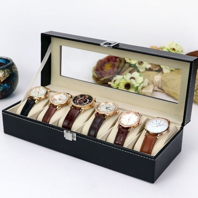 6 Grid Slots Jewelry Watches Display Storage Case Watch Box isplay